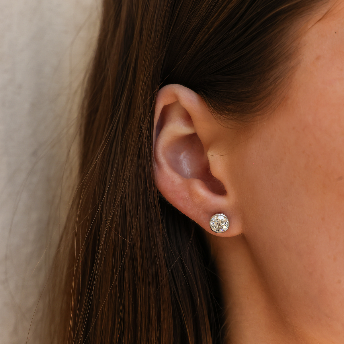 White Gold-6^Diamond Stud Earrings - DRD Diamond Solitaire Studs 2.00 Ct. Total Weight in White Gold