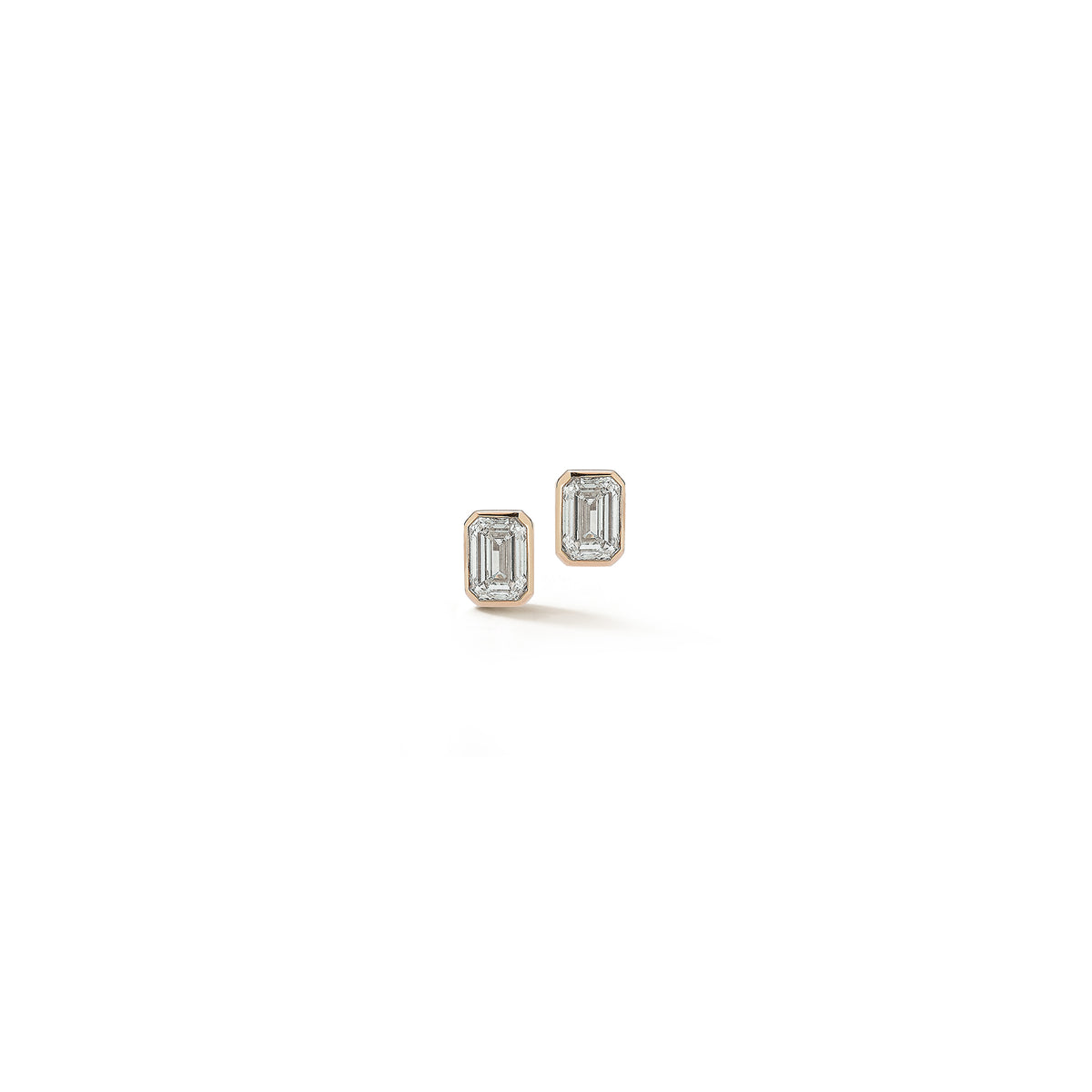 Rose Gold-2^Designer Stud Earrings: DRD Round Bezel Set Solitaire Studs 3.00 Ct. Total Weight in Rose Gold