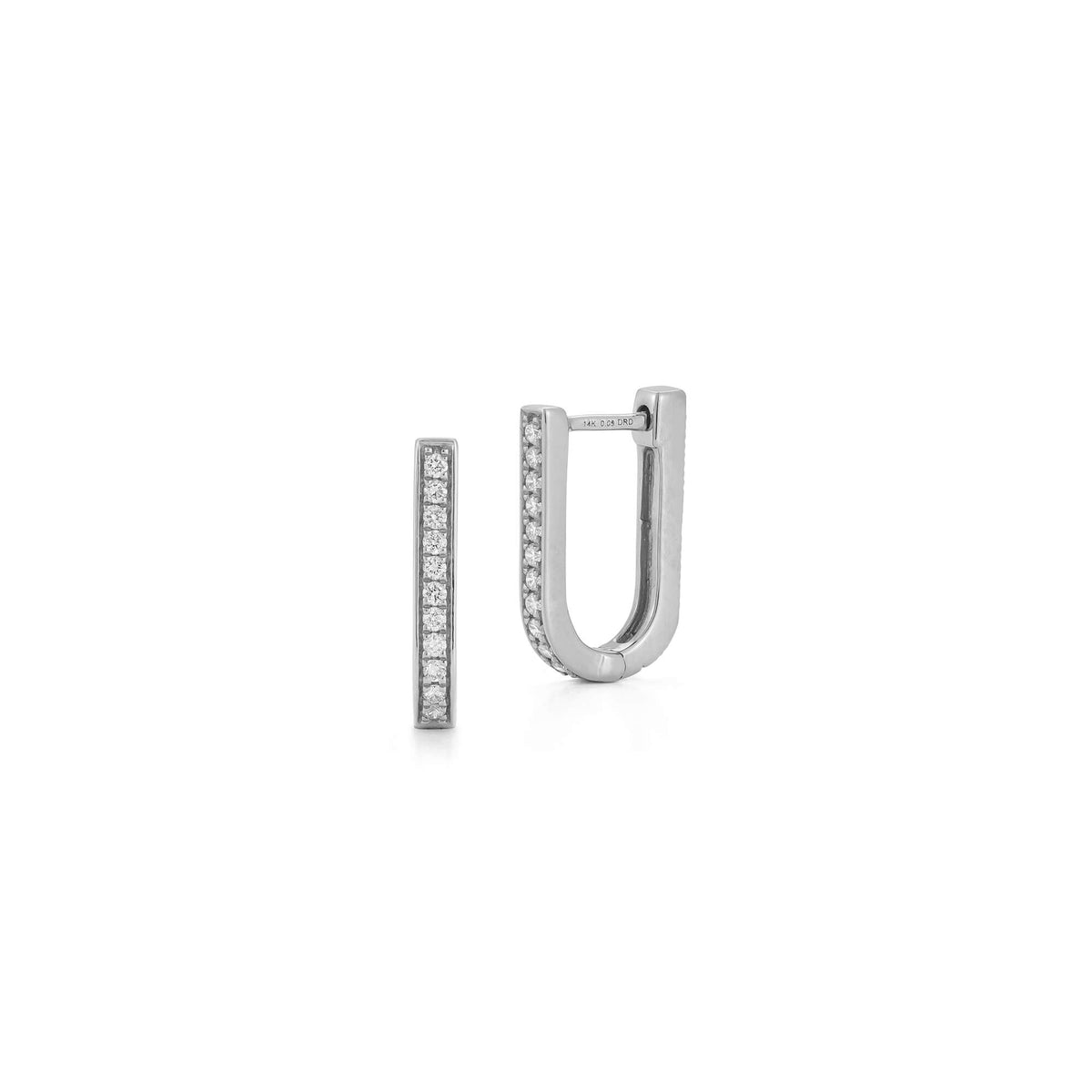 White Gold-1^Diamond Hoop Earrings: Teddi Paige Fluted Reversible U Hoops in White Gold