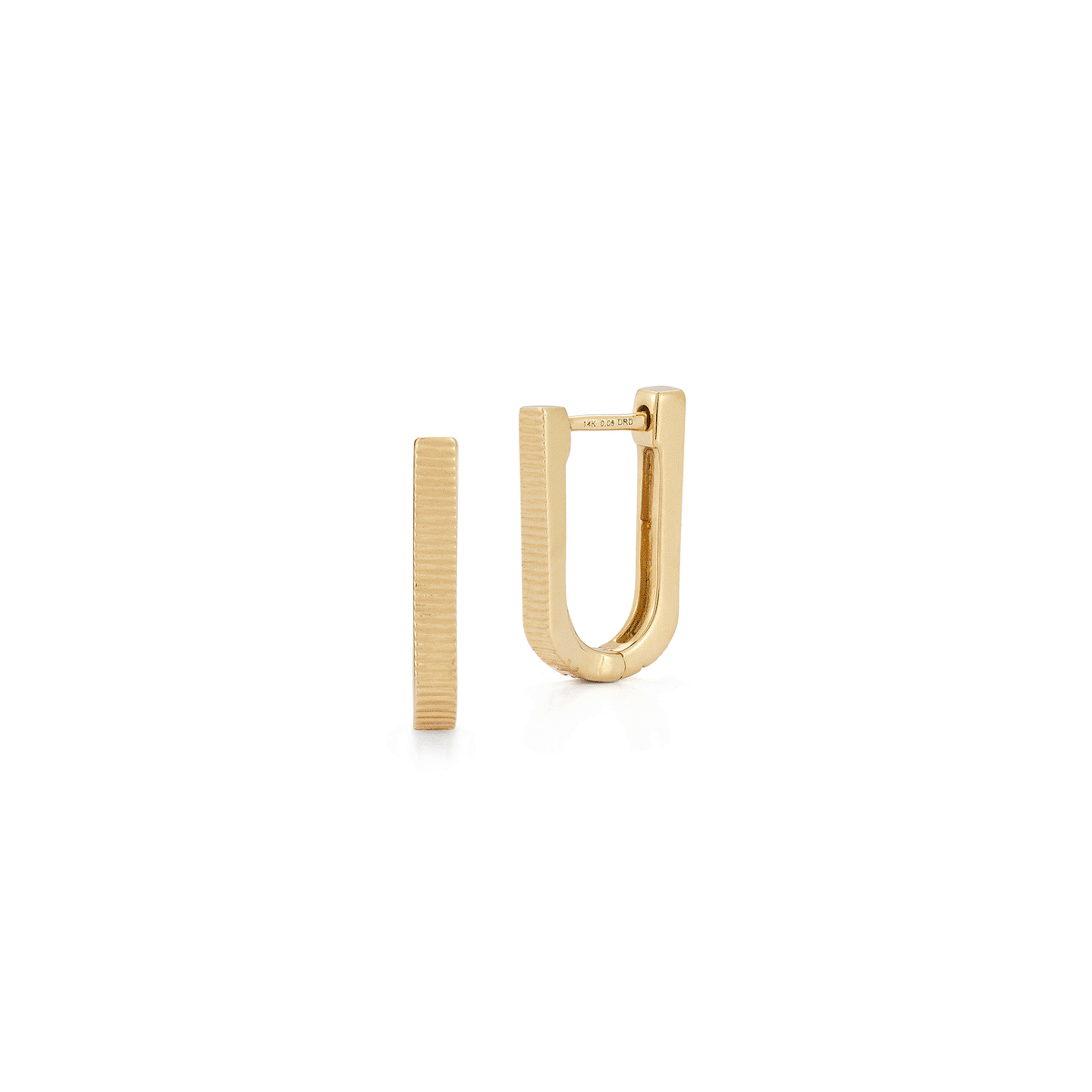 Rose Gold-4^Diamond Hoop Earrings: Teddi Paige Fluted Reversible U Hoops in Rose Gold