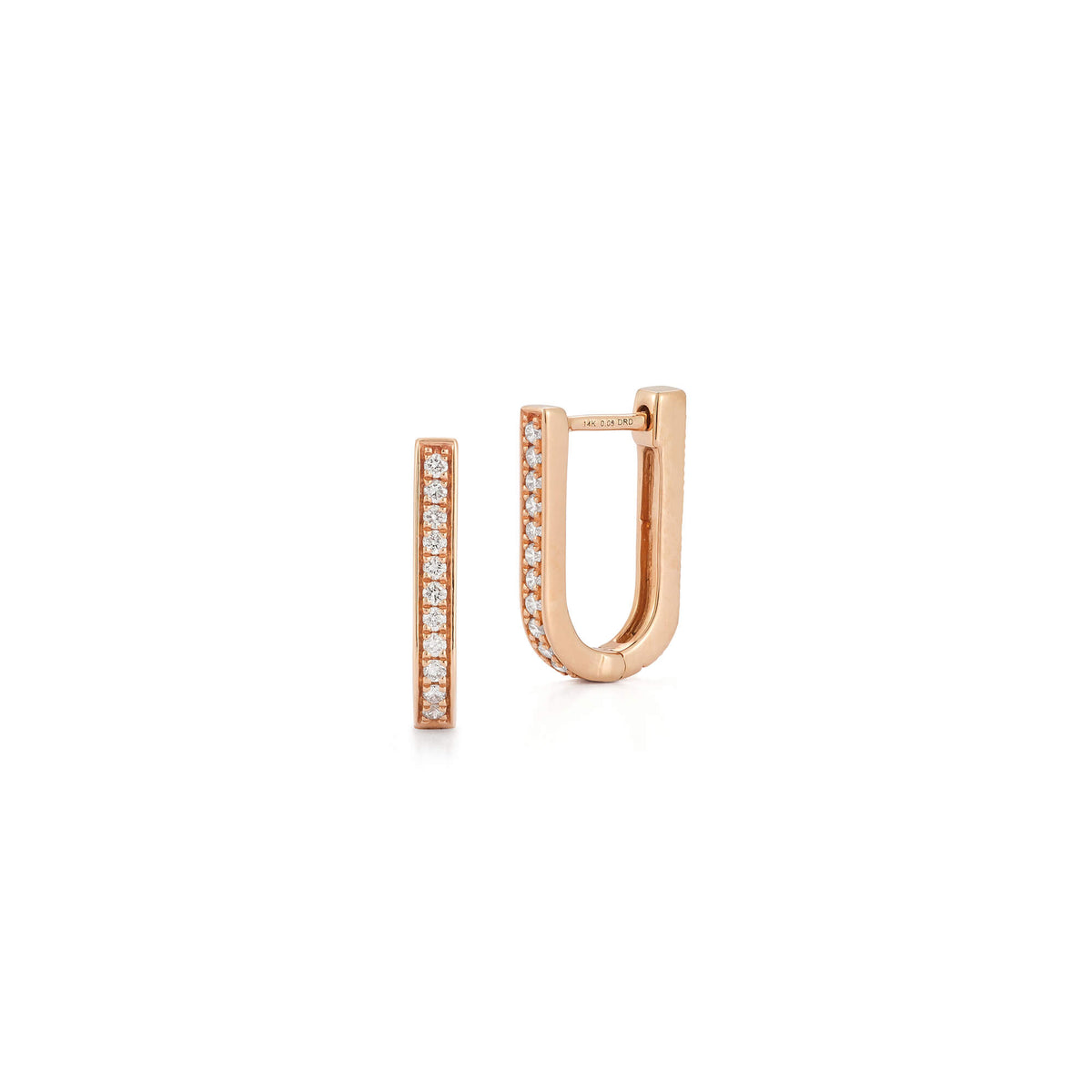Rose Gold-1^Diamond Hoop Earrings: Teddi Paige Fluted Reversible U Hoops in Rose Gold