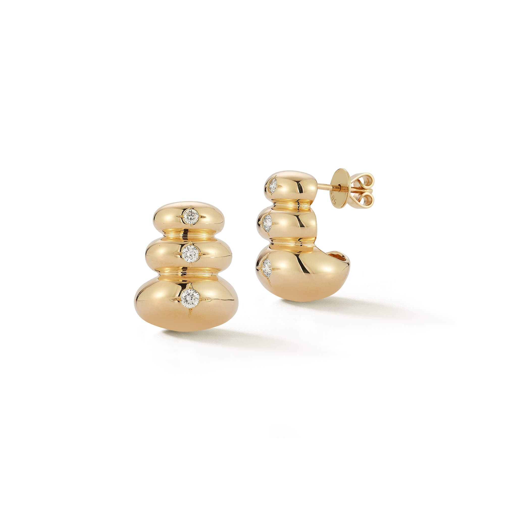 3 Tier 14K Gold Diamond Earrings | Dana Rebecca Designs