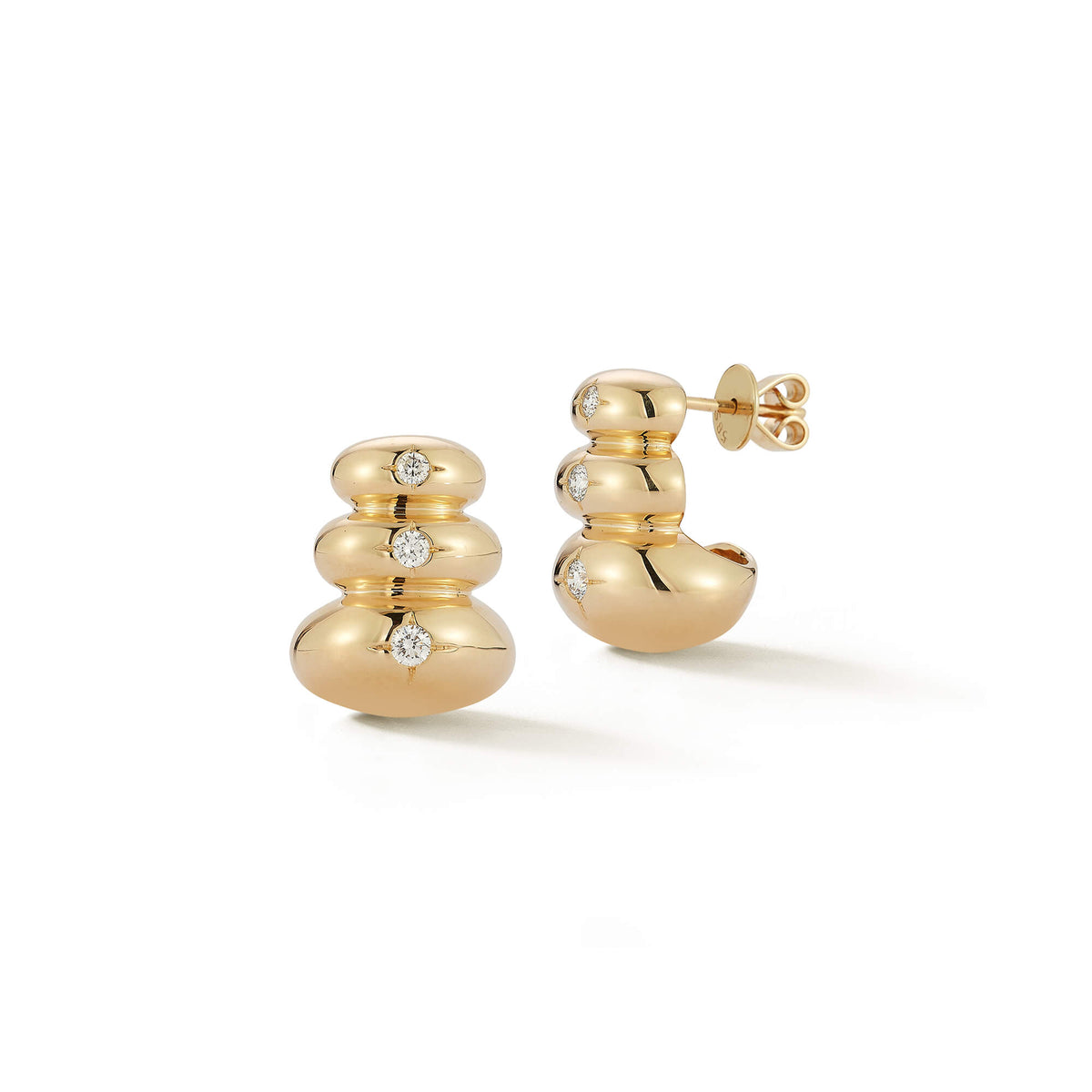 Yellow Gold-1^Designer Stud Earrings: Cynthia Rose Stacked Studs in Yellow Gold