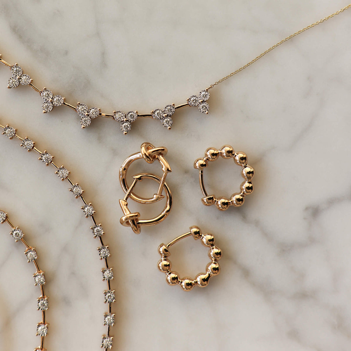 Rose Gold-4^Huggie Earrings: Nana Bernice Knot Huggies in Rose Gold