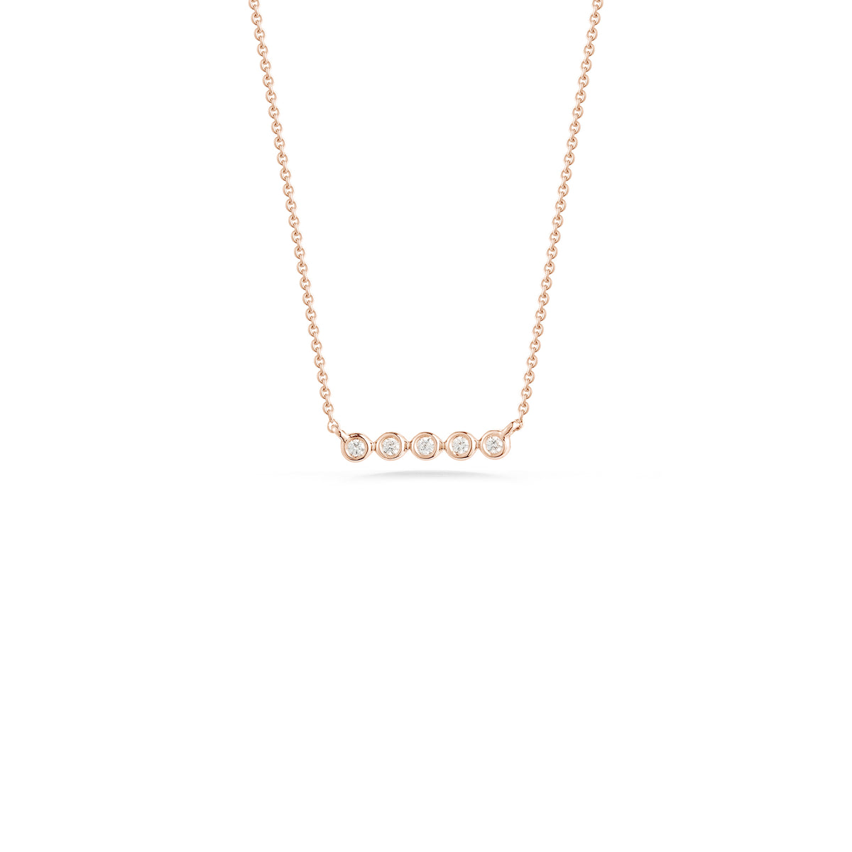 Rose Gold-1^Diamond Bar Necklaces: Lulu Jack Mini Bezel Bar Necklace in Rose Gold