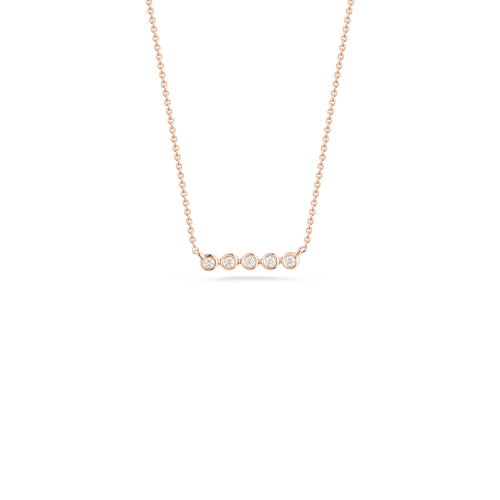 Rose Gold-1^Diamond Bar Necklaces: Lulu Jack Mini Bezel Bar Necklace in Rose Gold