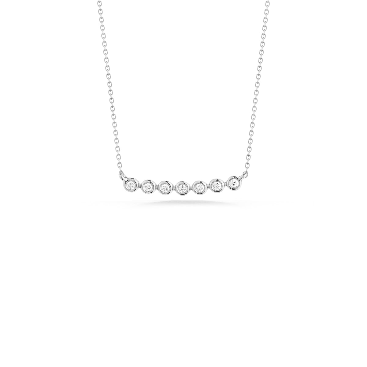 White Gold-1^Diamond Bar Necklaces: Lulu Jack Bezel Bar Diamond Necklace in White Gold