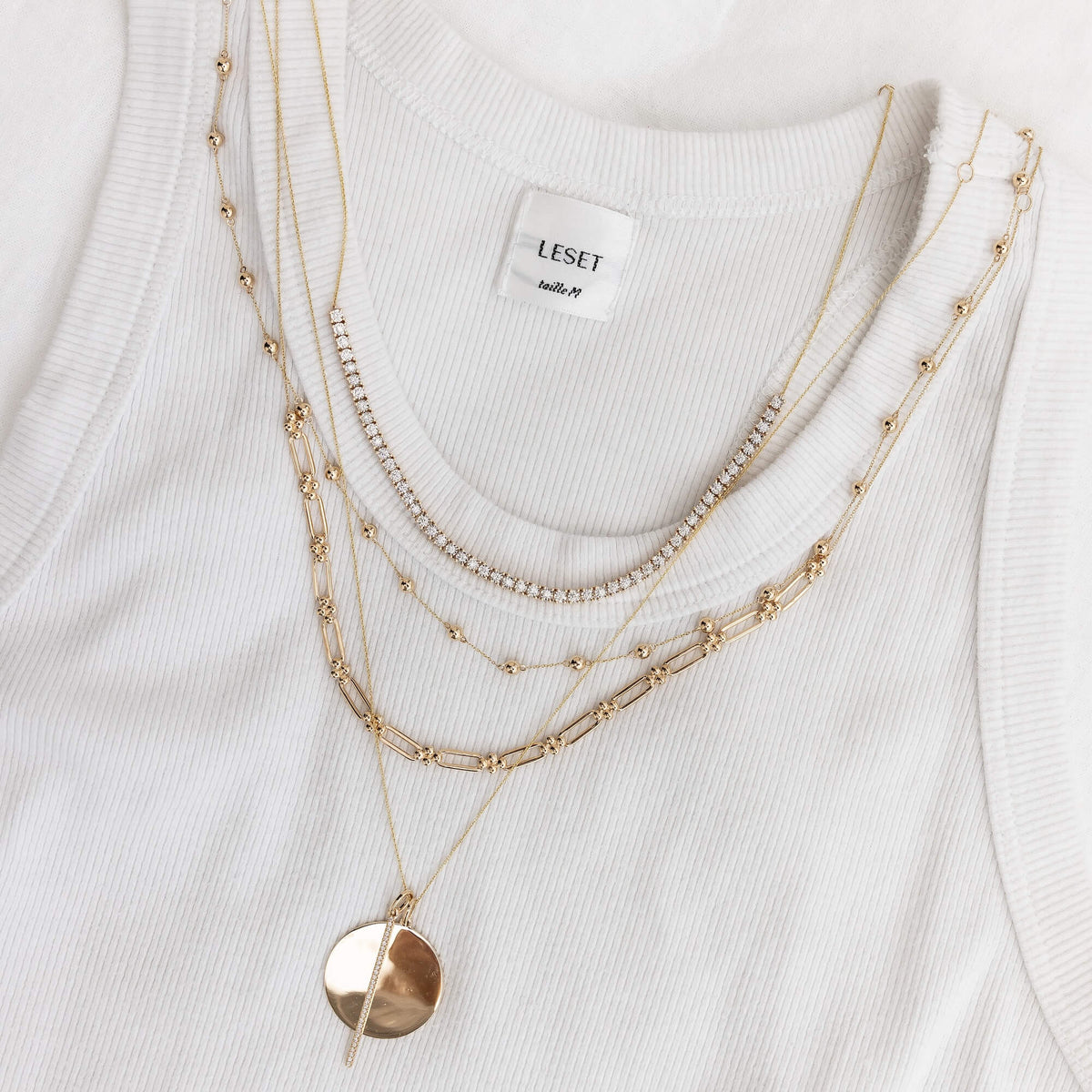 Yellow Gold-5^Diamond Station Necklaces: Poppy Rae Link Station Necklace in Yellow Gold