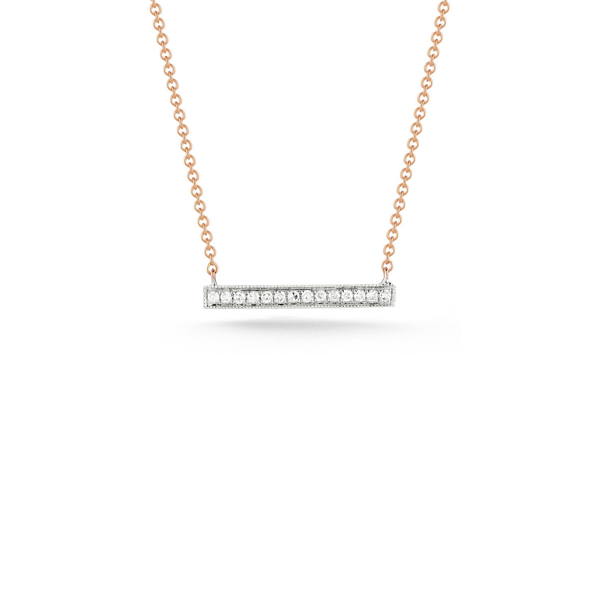 Rose Gold-1^Diamond Bar Necklaces: Sylvie Rose 14K Rose Gold Medium Bar Necklace