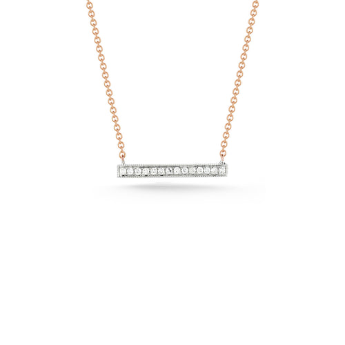 Rose Gold-1^Diamond Bar Necklaces: Sylvie Rose 14K Rose Gold Medium Bar Necklace