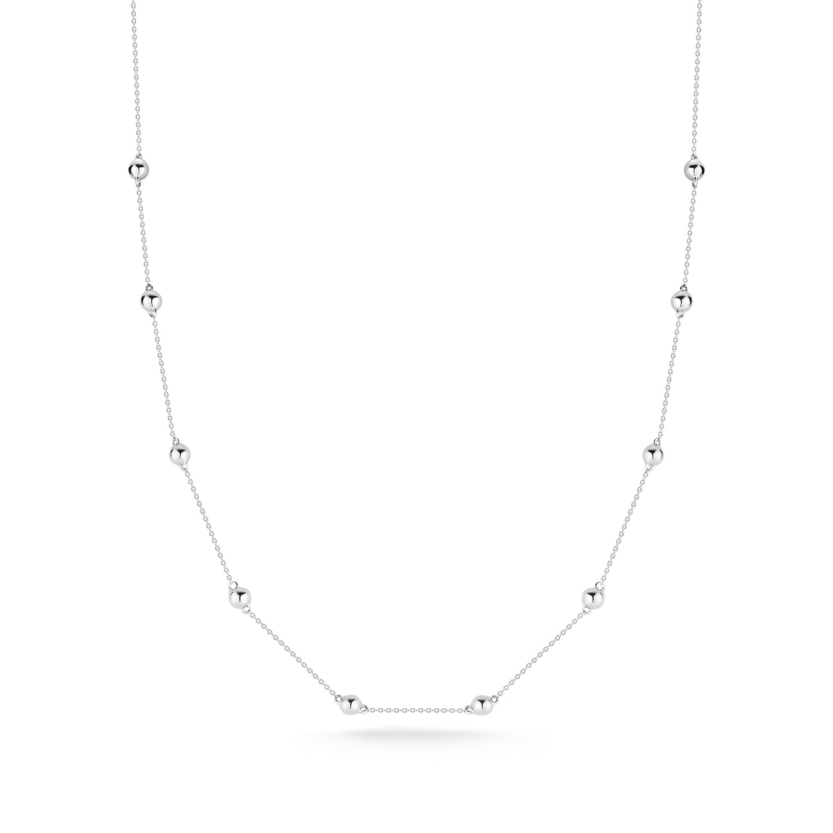 White Gold-1^Diamond Station Necklaces: Poppy Rae Pebble Station Necklace in White Gold