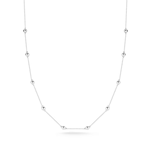 White Gold-1^Diamond Station Necklaces: Poppy Rae Pebble Station Necklace in White Gold