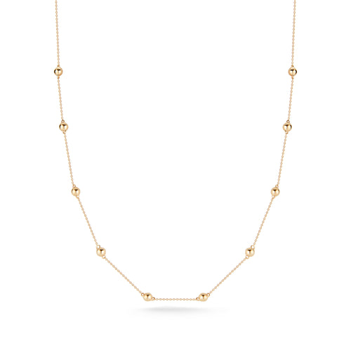 Yellow Gold-1^Diamond Station Necklaces: Poppy Rae Pebble Station Necklace in Yellow Gold