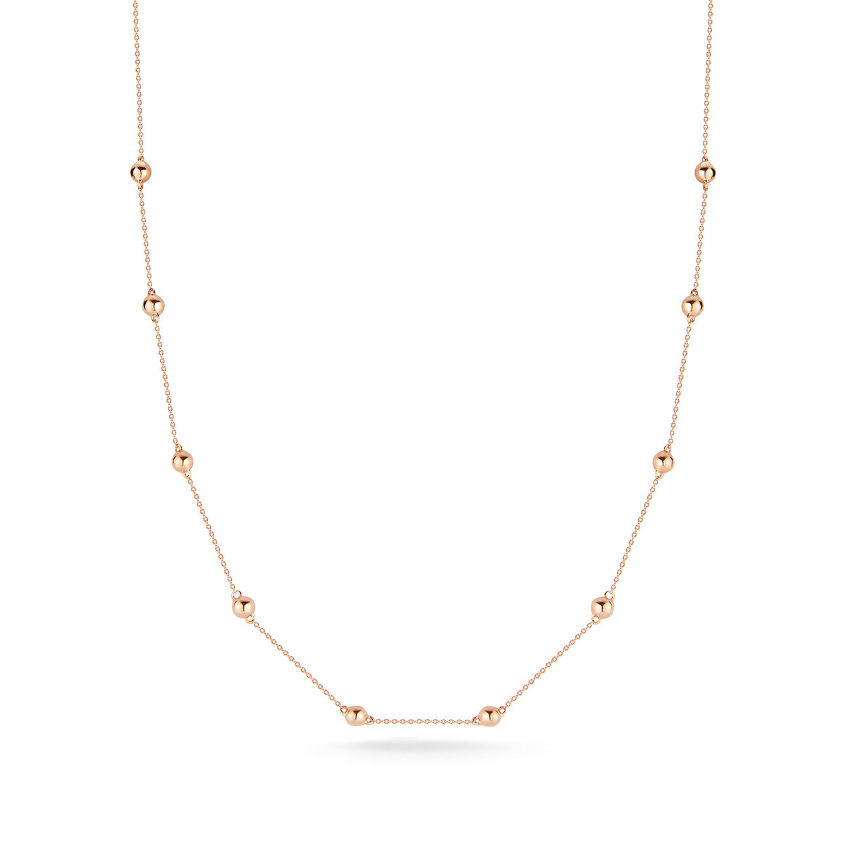 Rose Gold-1^Diamond Station Necklaces: Poppy Rae Pebble Station Necklace in Rose Gold