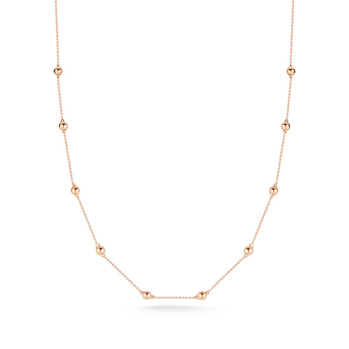 Rose Gold-1^Diamond Station Necklaces: Poppy Rae Pebble Station Necklace in Rose Gold