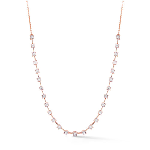 Rose Gold-1^Diamond Tennis Necklaces: Ava Bea Tennis Interval Necklace in Rose Gold