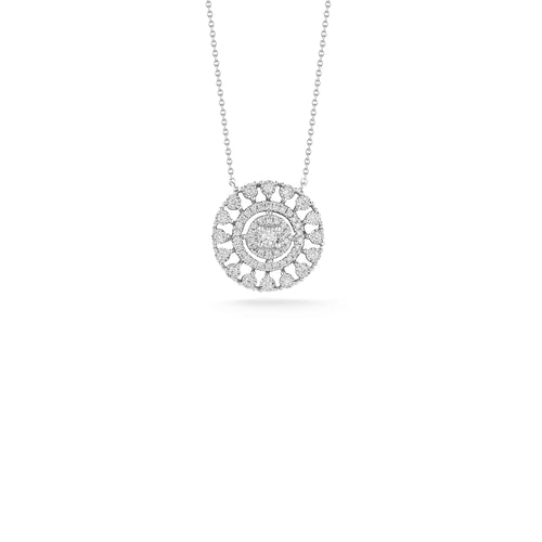 White Gold-1^-Designer Diamond Necklaces: Ava Bea Medallion Necklace in White Gold