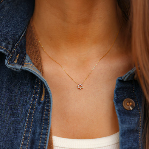 Yellow Gold-2^Designer Diamond Necklaces: DRD Star of David Diamond Necklace in Yellow Gold