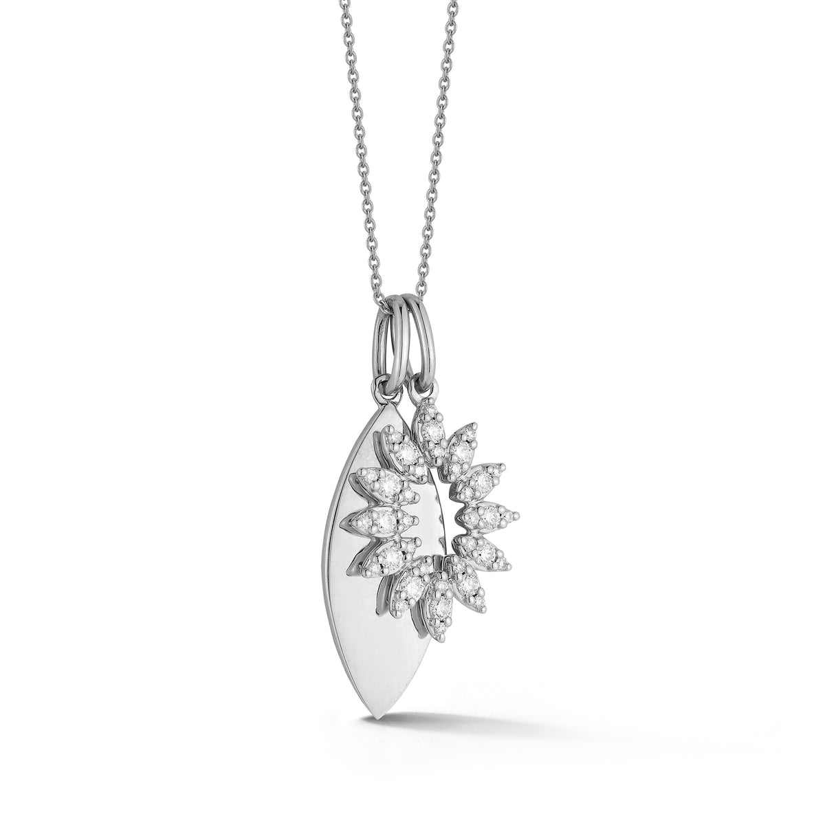 White Gold-1^Designer Diamond Necklaces: Sophia Ryan Marquise Charm Necklace in White Gold