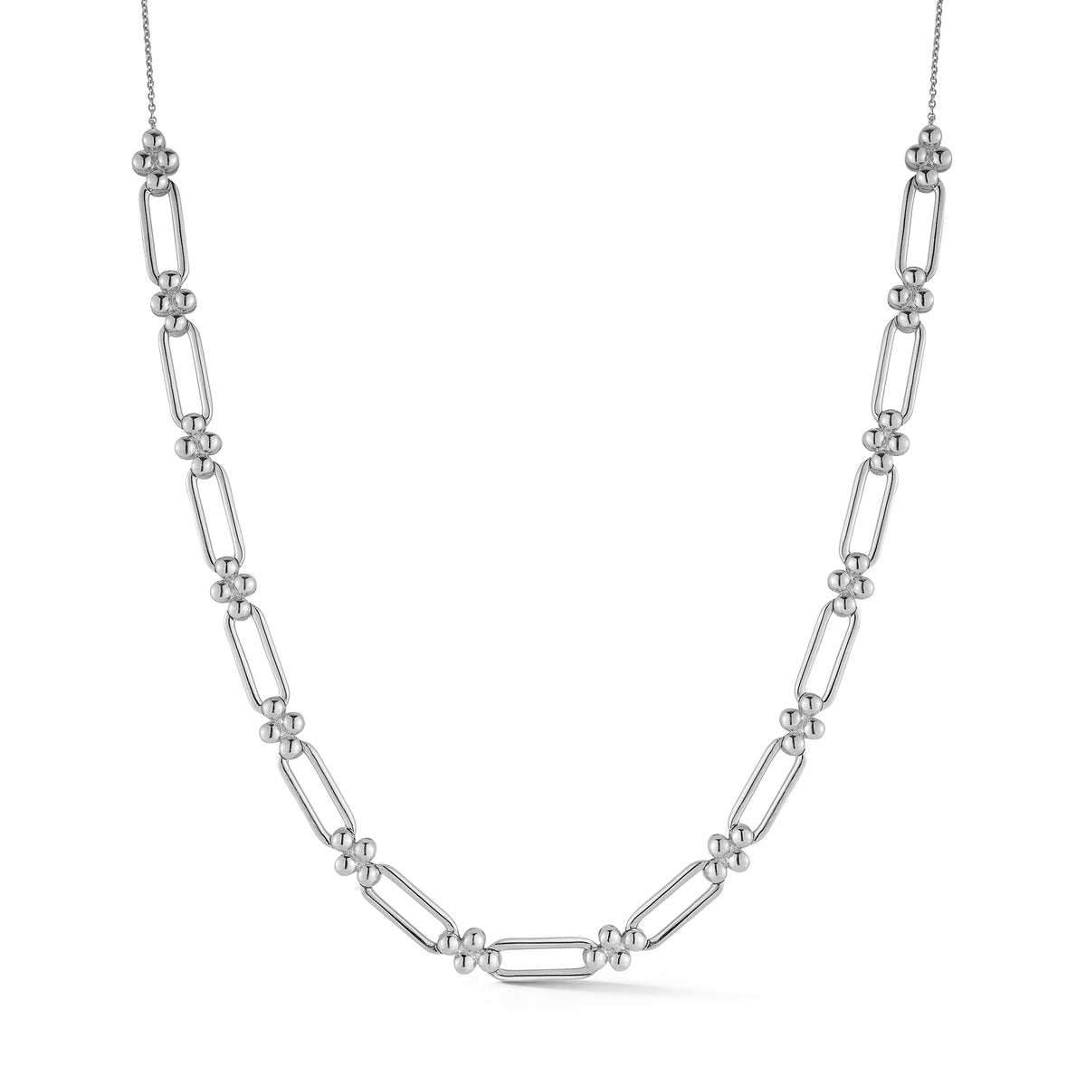 White Gold-1^Diamond Station Necklaces: Poppy Rae Link Station Necklace in White Gold