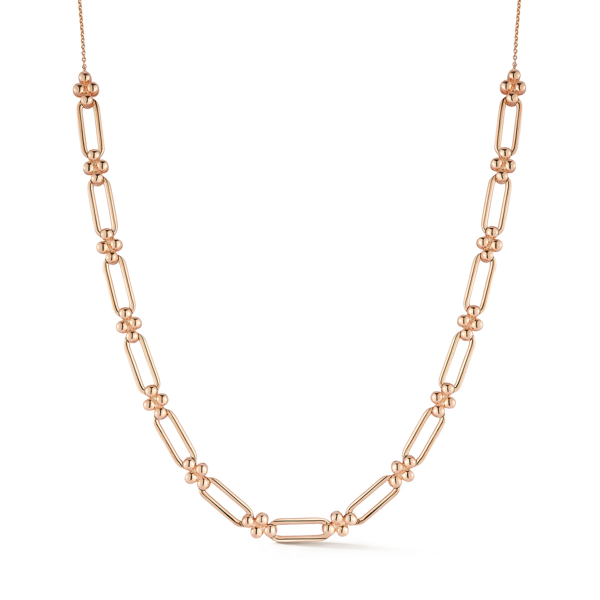 Rose Gold-1^Diamond Station Necklaces: Poppy Rae Link Station Necklace in Rose Gold