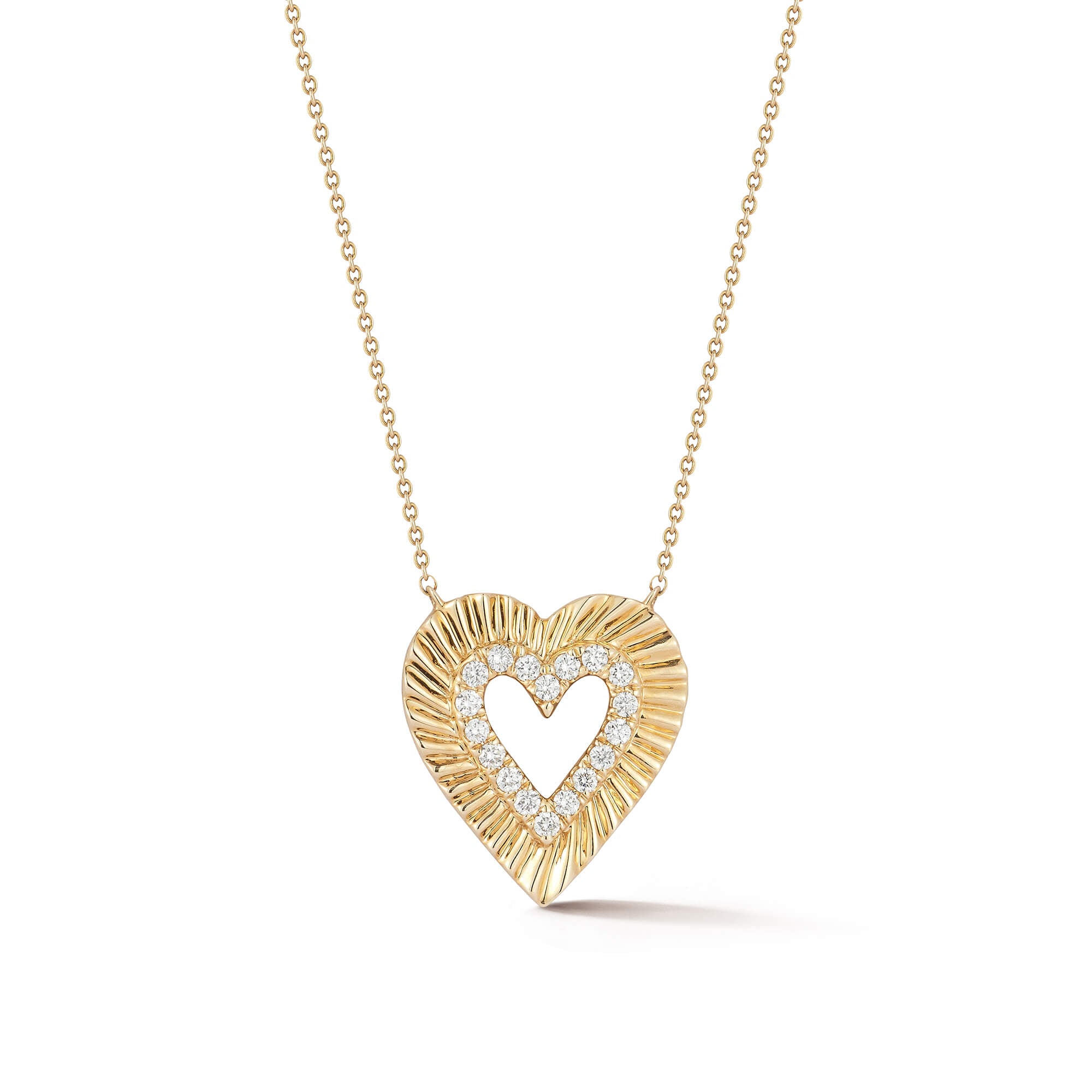 14K Gold Heart Necklace With Spiral Diamonds | Dana Rebecca Designs