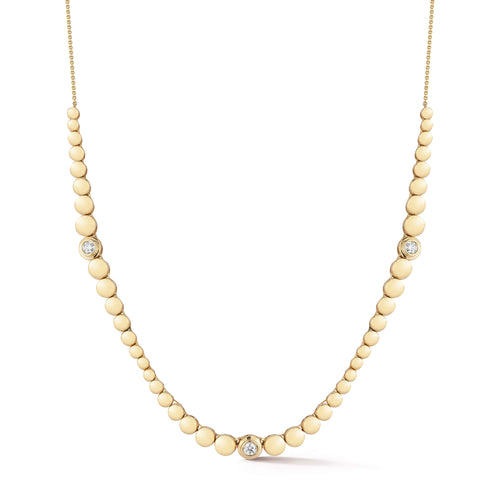 Yellow Gold-1^Designer Diamond Necklaces: Poppy Rae Graduating Pebble Disc Station Necklace in Yellow Gold