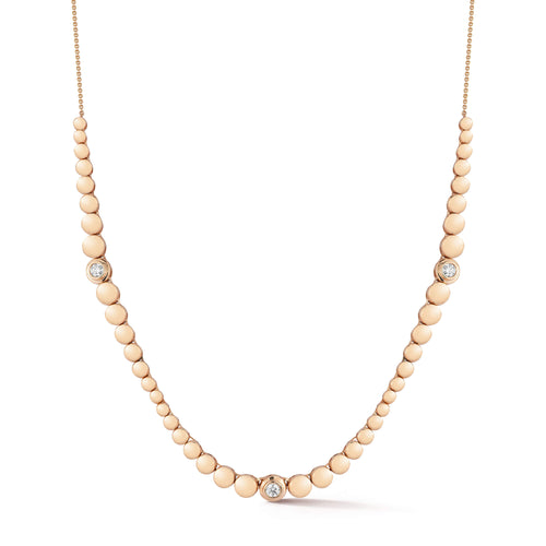 Rose Gold-1^Designer Diamond Necklaces: Poppy Rae Graduating Pebble Disc Station Necklace in Rose Gold