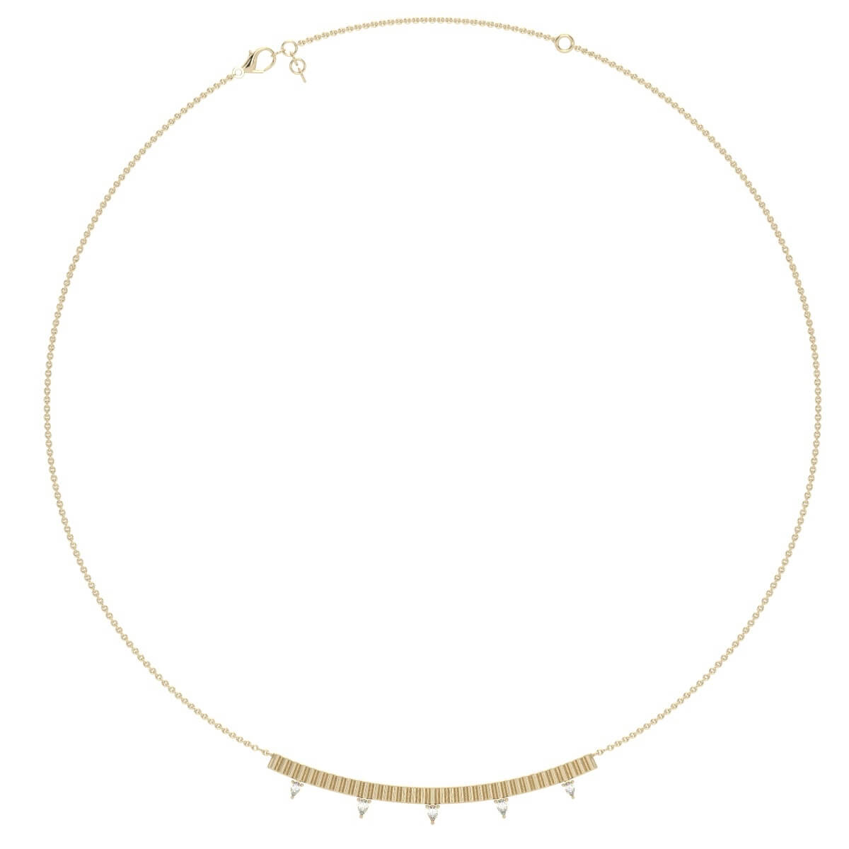 Yellow Gold-1^Designer Diamond Necklaces: Taylor Elaine Fluted Long Bar Necklace in Yellow Gold