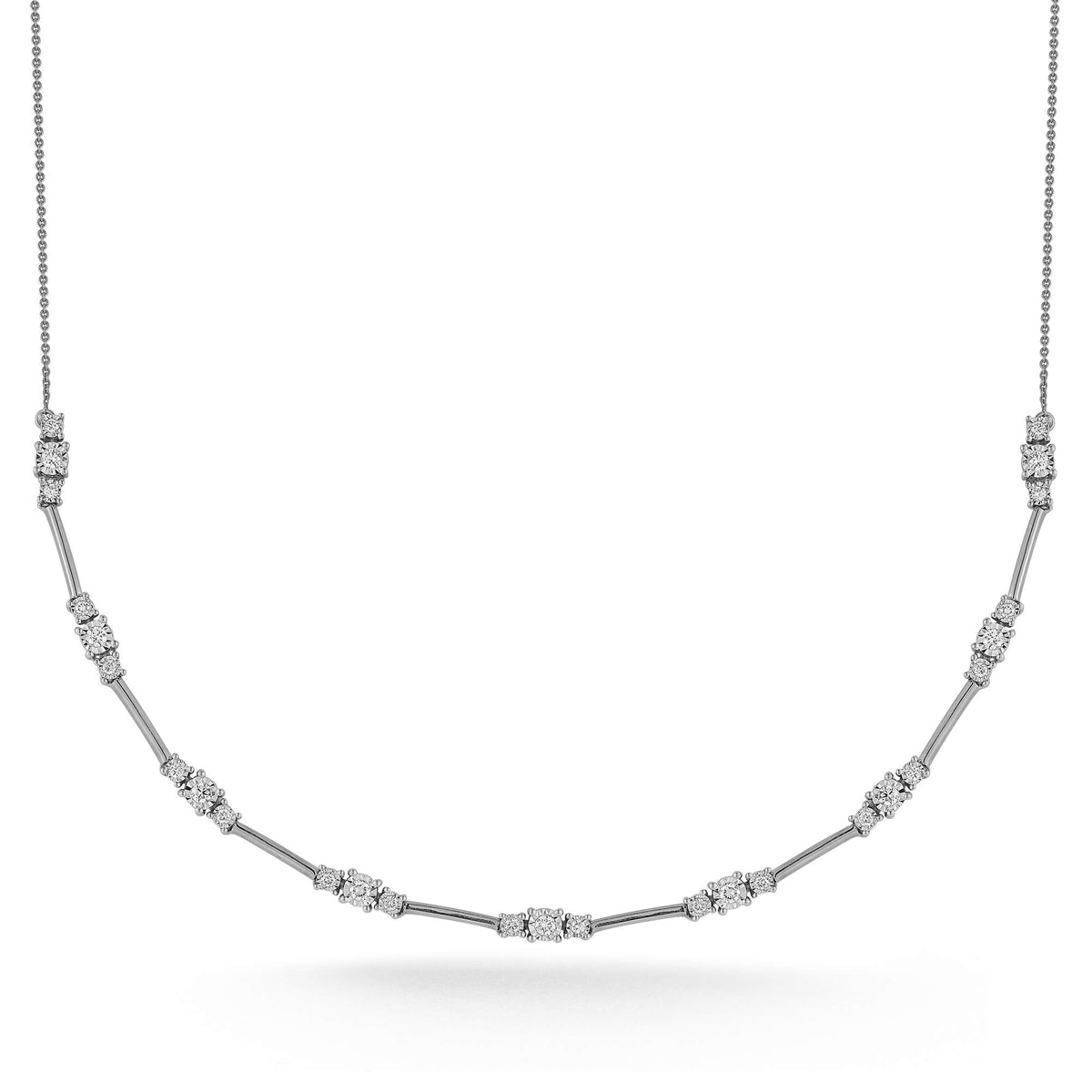 White Gold-1^Diamond Tennis Necklaces: Ava Bea Trio Interval Tennis Necklace in White Gold
