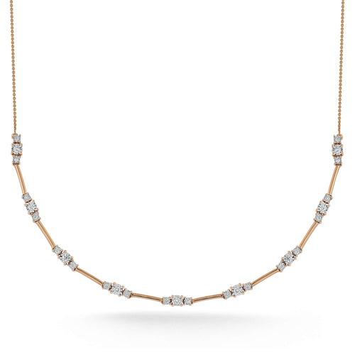 Rose Gold-1^Diamond Tennis Necklaces: Ava Bea Trio Interval Tennis Necklace in Rose Gold