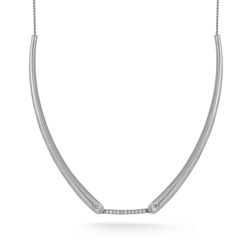 White Gold-1^Diamond Designer Necklaces: Taylor Elaine Collar Necklace in White Gold