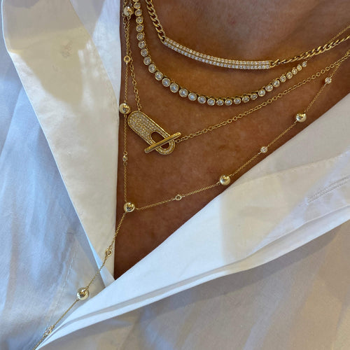 White Gold-3^Designer Diamond Necklaces: Poppy Rae Pebble Lariat Necklace in White Gold