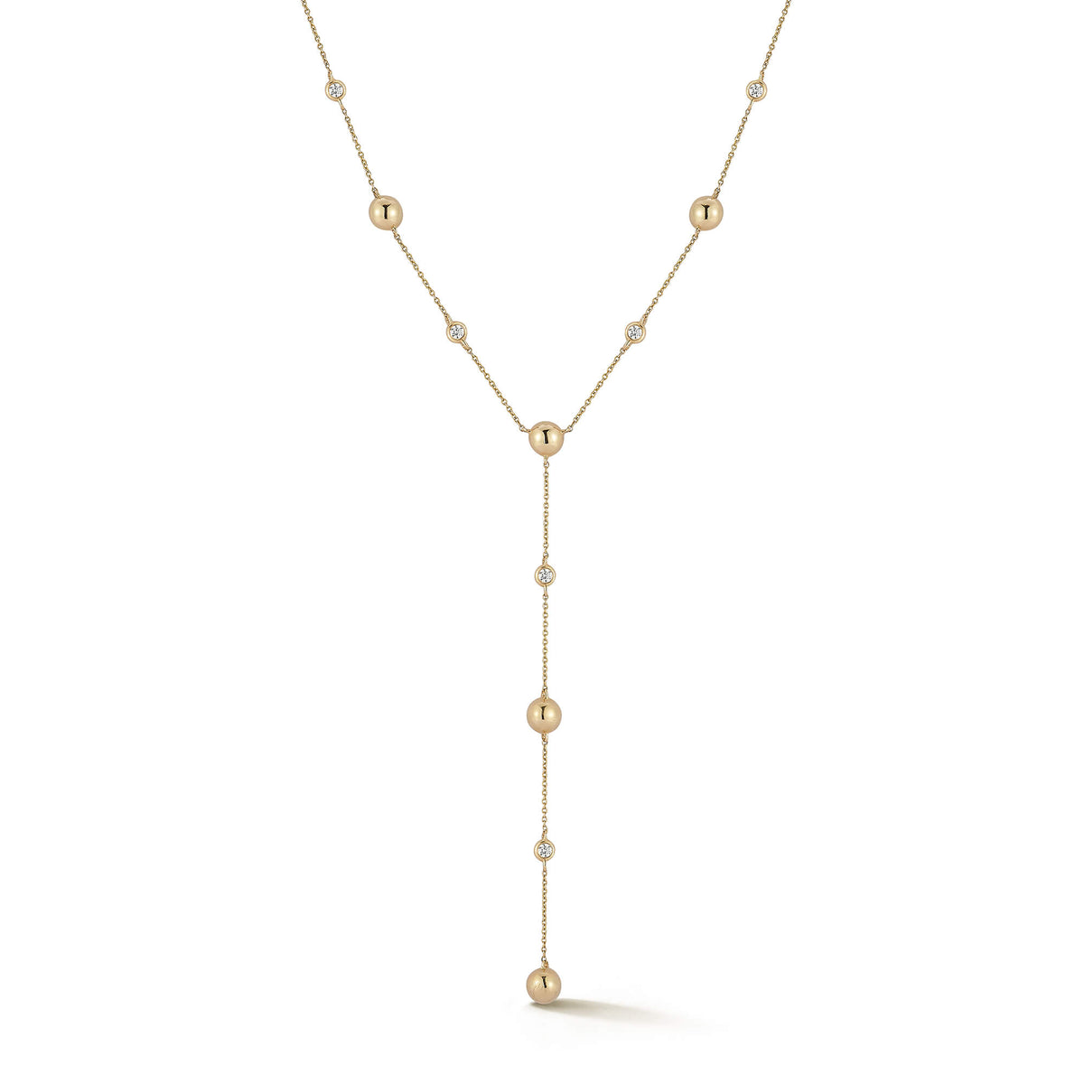 Yellow Gold-1^Designer Diamond Necklaces: Poppy Rae Pebble Lariat Necklace in Yellow Gold