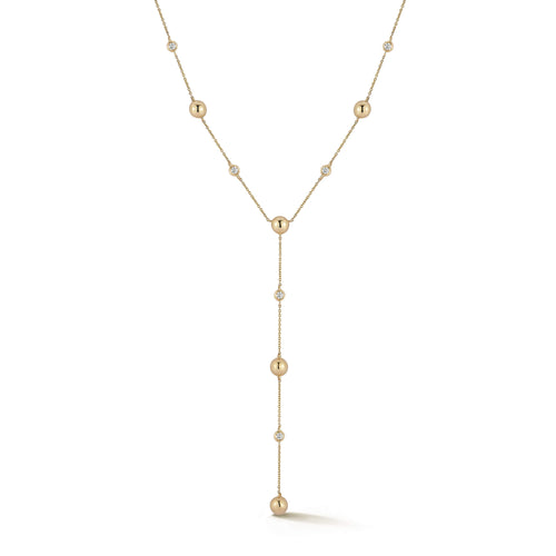 Yellow Gold-1^Designer Diamond Necklaces: Poppy Rae Pebble Lariat Necklace in Yellow Gold