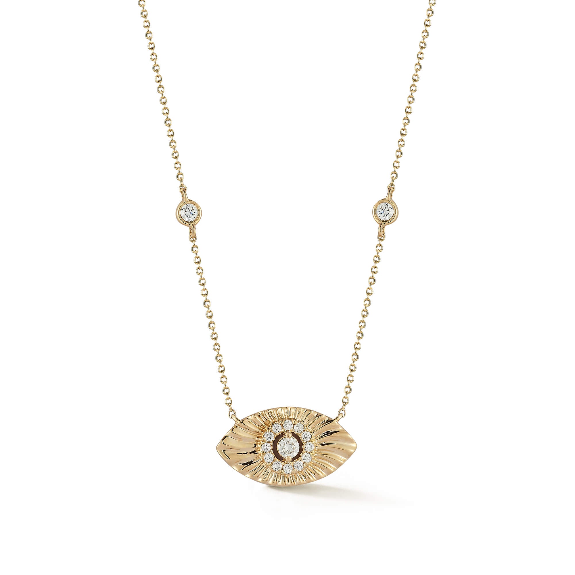 Gold Diamond Evil Eye Pendant Necklace | Dana Rebecca Designs