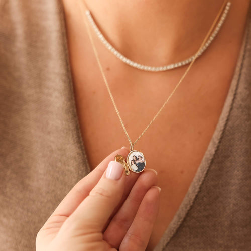 Rose Gold-3^Designer Diamond Necklaces: Teddi Paige Oval Locket Necklace in Rose Gold