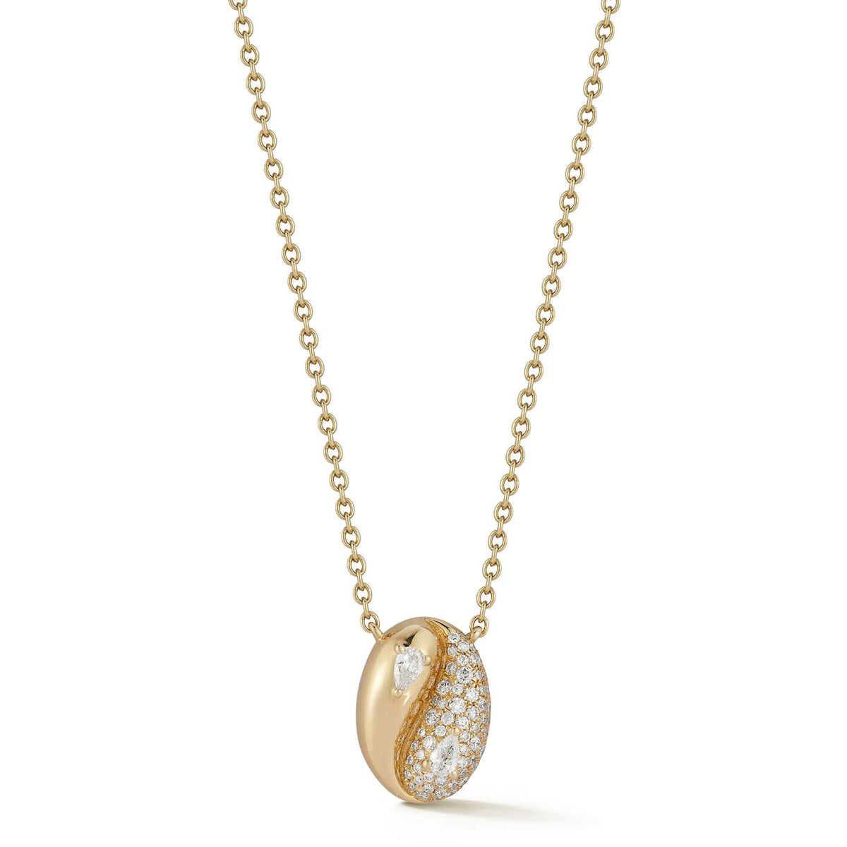 Yellow Gold-1^Diamond Pendant Necklaces: Taylor Elaine Pavé Oval Necklace in Yellow Gold