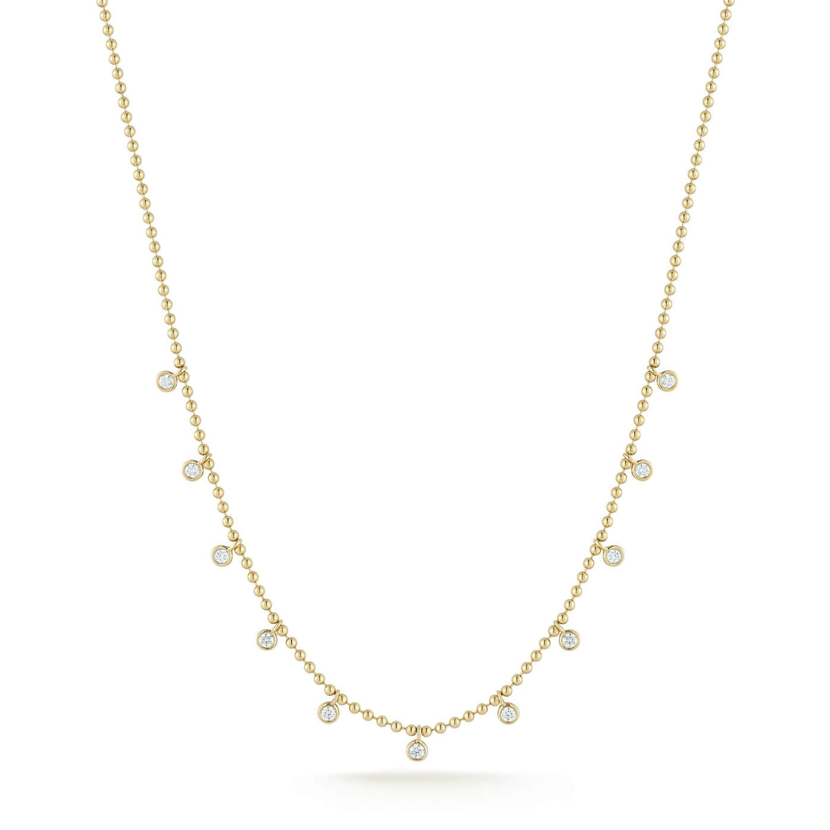 Yellow Gold-1^Gold Designer Necklaces: Lulu Jack Bead Chain Station Necklace in Yellow Gold