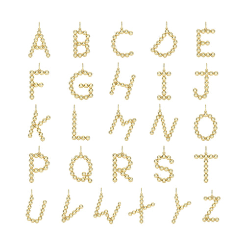 Yellow Gold-6^Designer Diamond Necklaces: Poppy Rae Large Pebble Initial Necklace in Yellow Gold