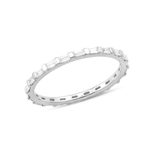 White Gold-1^Eternity Ring Designs: Sadie Pearl Baguette Eternity Ring in White Gold