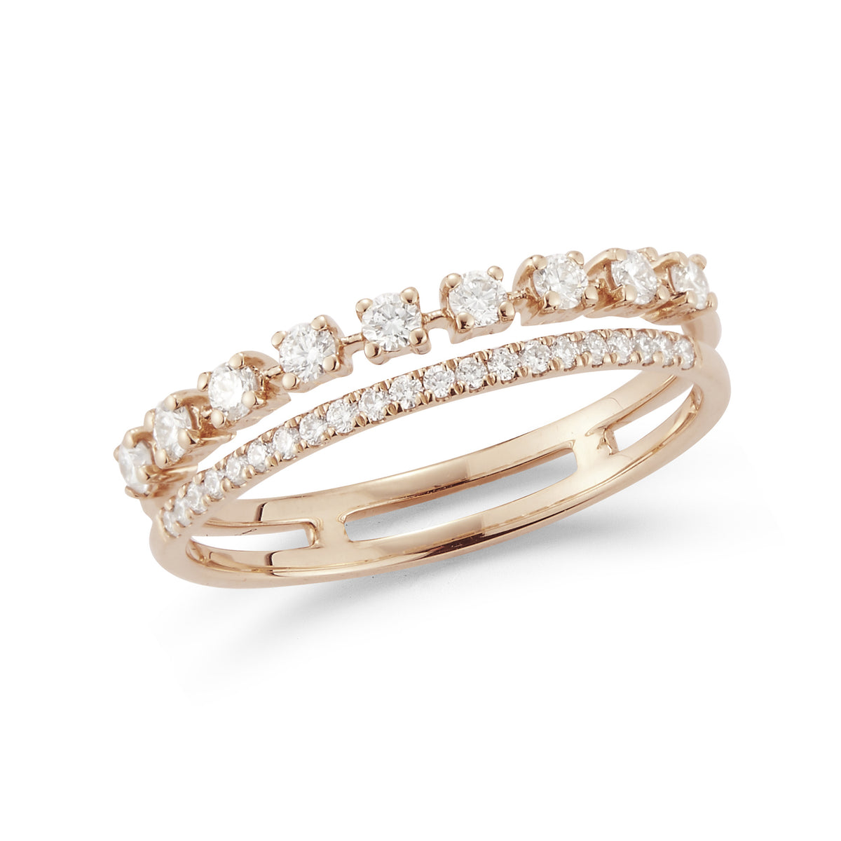 Rose Gold-1^Stackable Rings: Ava Bea Double Row Ring in Rose Gold