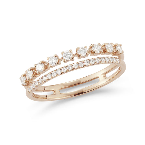 Rose Gold-1^Stackable Rings: Ava Bea Double Row Ring in Rose Gold