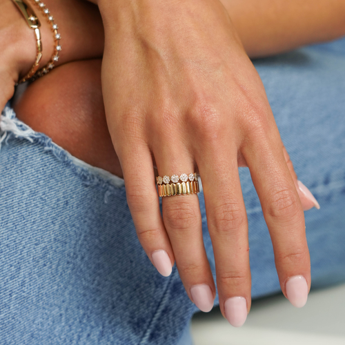 Yellow Gold^4-Gold Bands: Melody Eden Vertical Gold Bar Ring in Yellow Gold