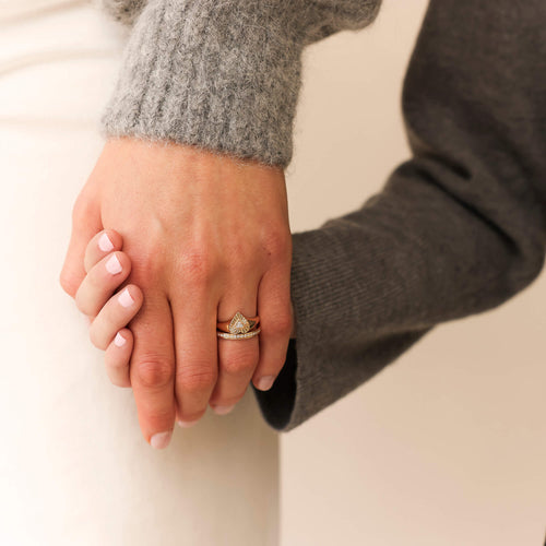 White Gold-4^Diamond Signet Rings: Zoe Louise Heart Ring in White Gold