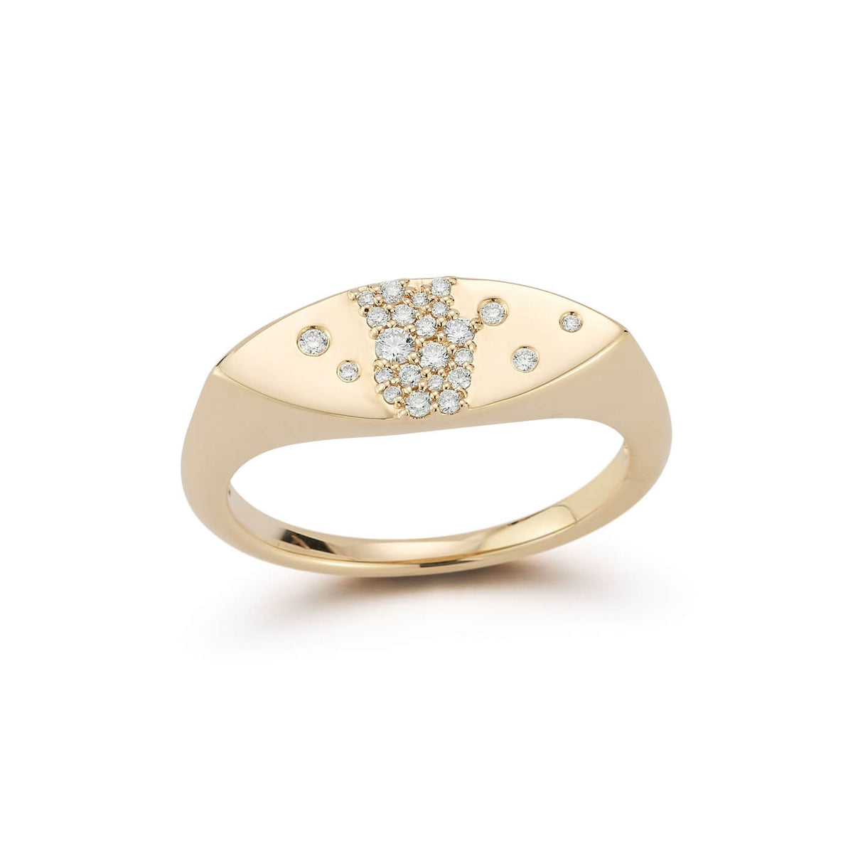 Yellow Gold-1^Diamond Signet Rings: Cynthia Rose Marquise Signet Ring in Yellow Gold