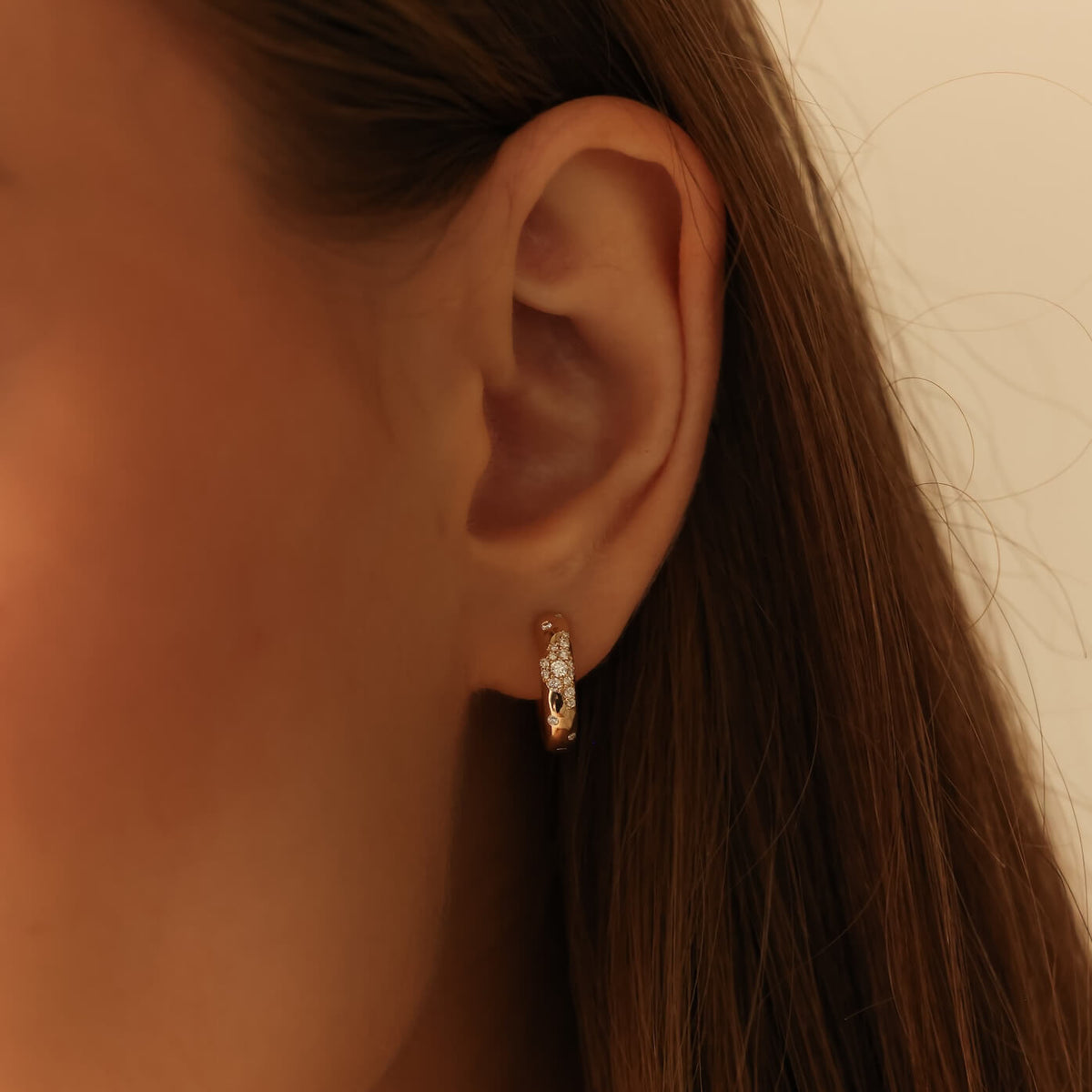 Yellow Gold-2^Diamond Hoop Earrings: Cynthia Rose Scattered Diamond Hoops In Yellow Gold