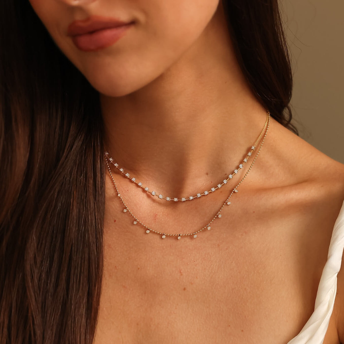 Yellow Gold-3^Gold Designer Necklaces: Lulu Jack Bead Chain Station Necklace in Yellow Gold