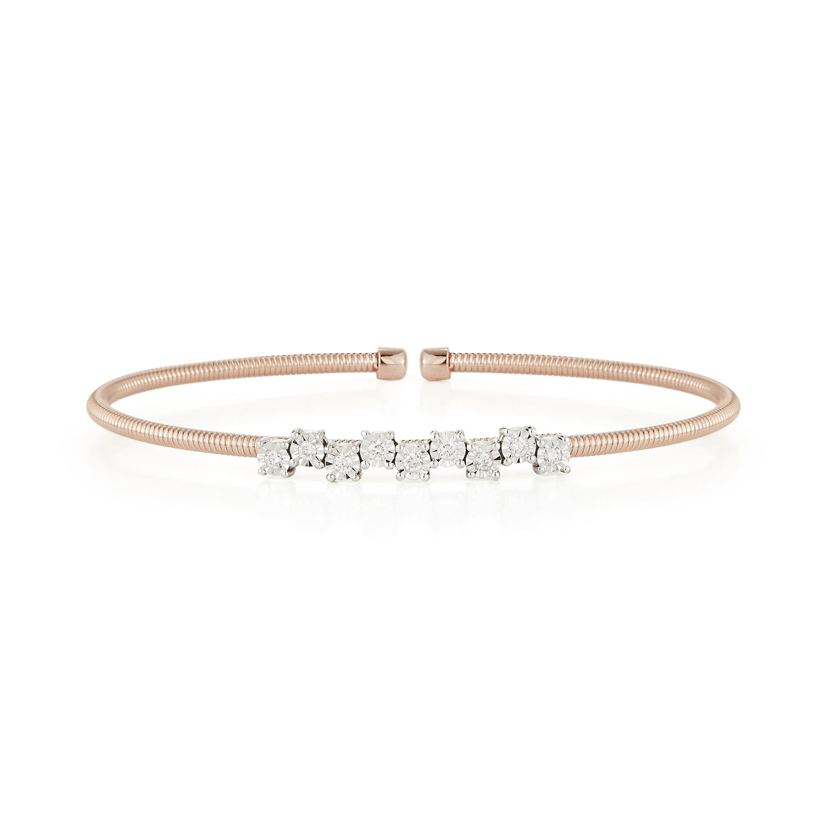 Rose Gold-1^Diamond Cuff Bracelets: Ava Bea Zig Zag Flexi Cuff in Rose Gold