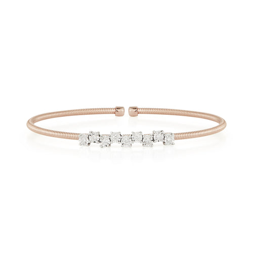 Rose Gold-1^Diamond Cuff Bracelets: Ava Bea Zig Zag Flexi Cuff in Rose Gold